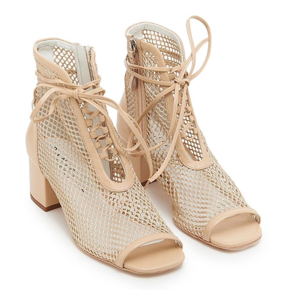 Daniella Sheval Nola Mesh Lace Leather Open Toe Ankle Boot Beige Nude 36.5 /Us 6 — image 2 of 8